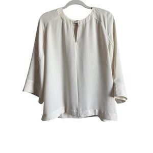 Ann Taylor Women's Wide Dolman Sleeves Ivory Top Blouse Size Large Casual Office